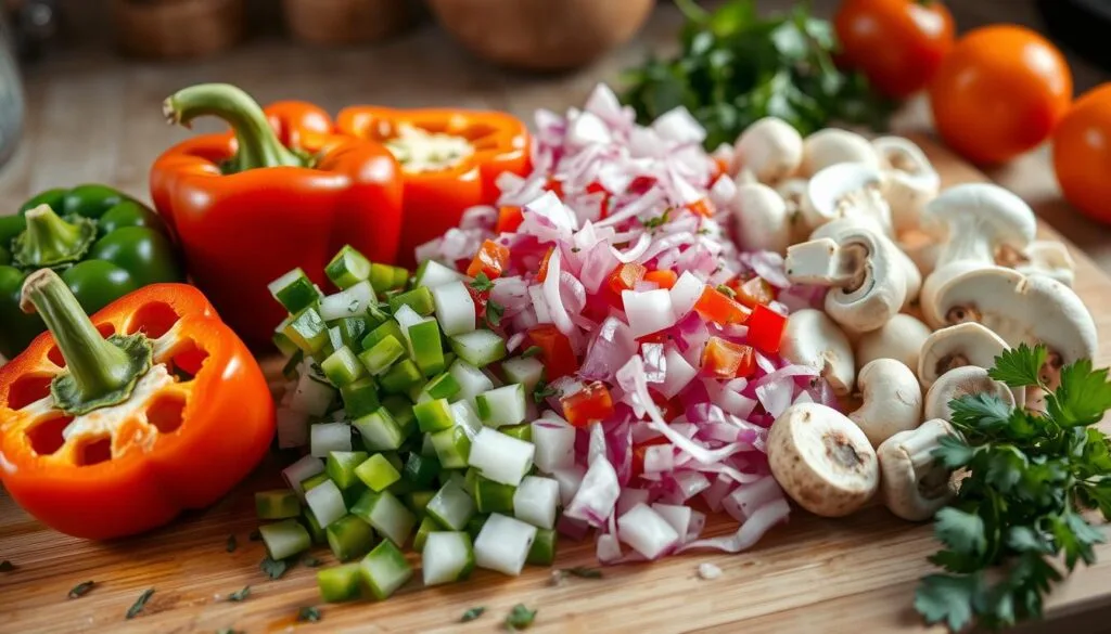 Chopped vegetables for pasta