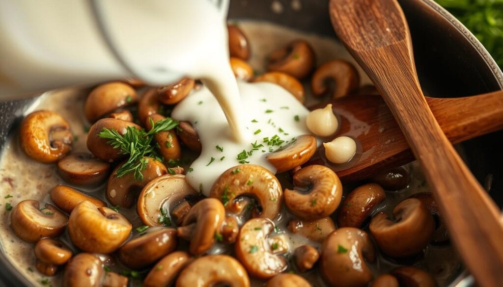 Creamy Mushroom Sauce Preparation