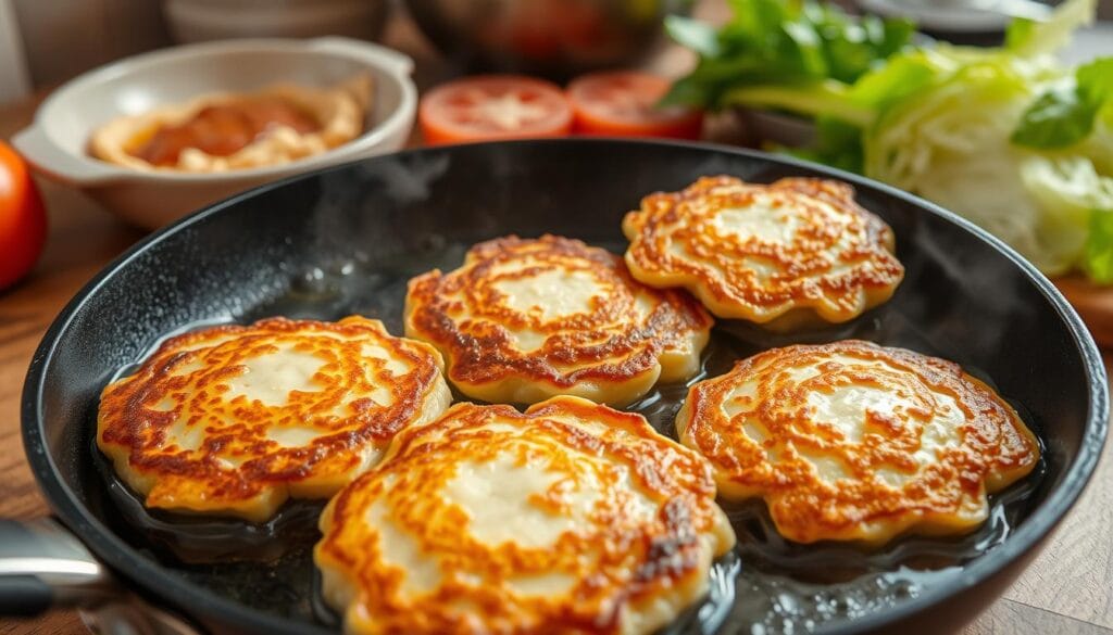 frying cabbage pancakes