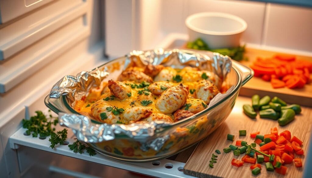 leftover chicken casserole storage