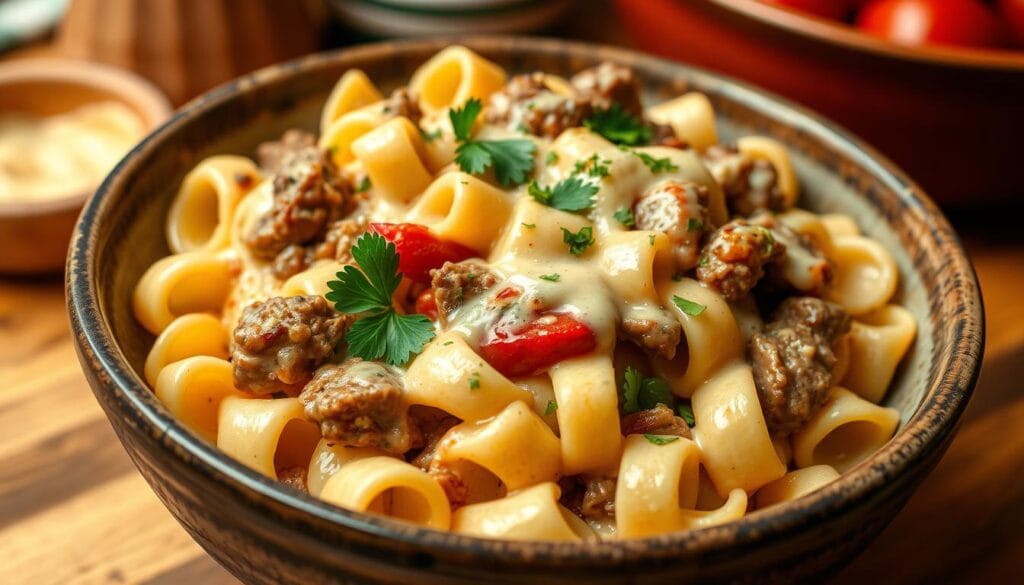 philly cheesesteak pasta recipe