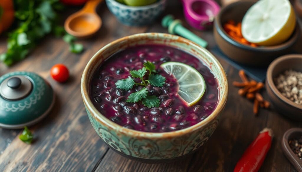 purple black bean soup recipe​